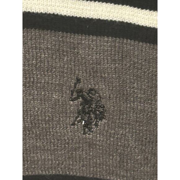 NWT Men's size XL U.S. Polo Assn. Black Striped Quarter Zip Pullover - Picture 3 of 11